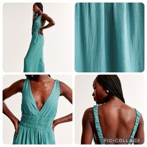 Abercrombie & Fitch XS Scrunch Strap Deep Teal Jumpsuit